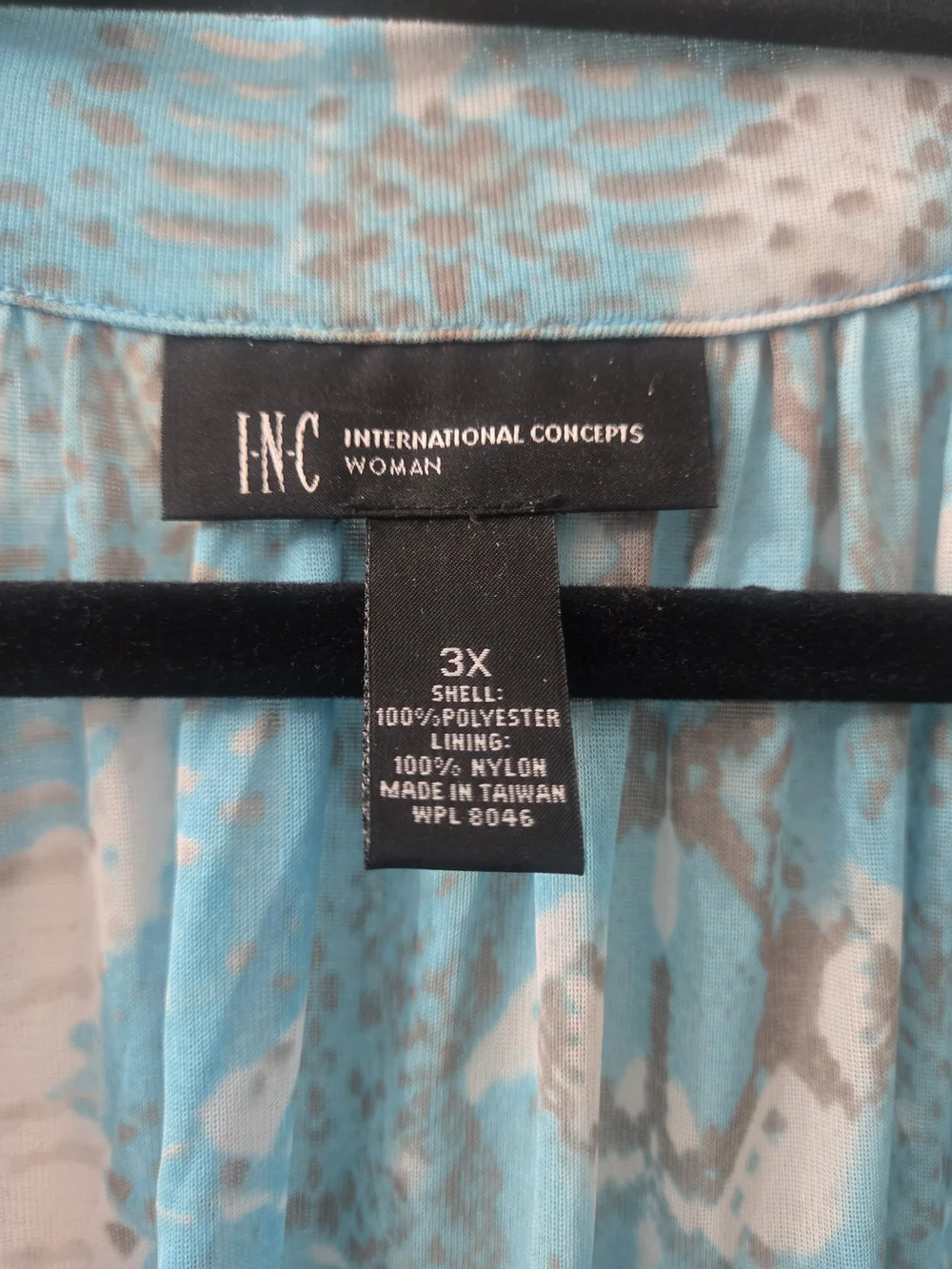 INC International Concepts Turquoise and Gray Snake-Print Sleeveless Tank - Picture 3 of 4